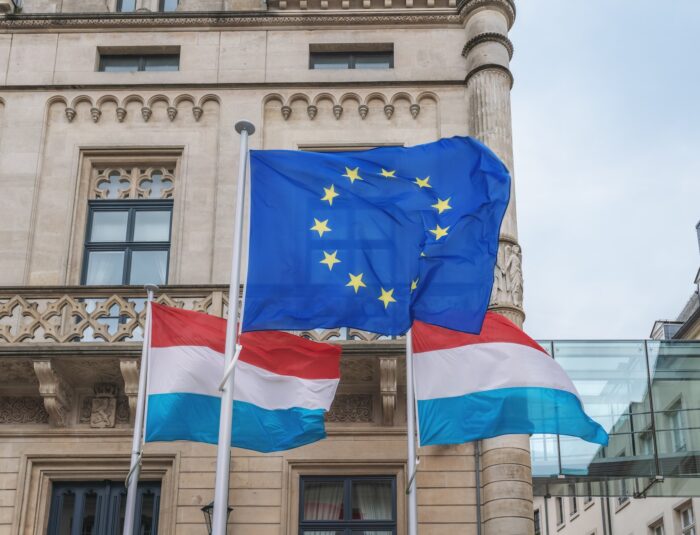 European Union and Luxembourg flags - Luxembourg City, Luxembourg